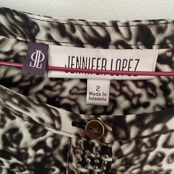 Jennifer Lopez Long Sleeve Mini Animal Print Dress - Picture 2 of 5